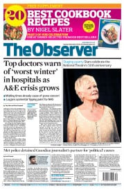 The Observer (UK) Newspaper Front Page for 3 November 2013