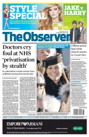 The Observer (UK) Newspaper Front Page for 3 March 2013