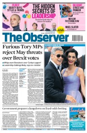 The Observer (UK) Newspaper Front Page for 3 September 2017