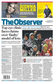 The Observer Newspaper Front Page (UK) for 4 January 2015