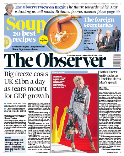 The Observer Newspaper Front Page (UK) for 4 March 2018