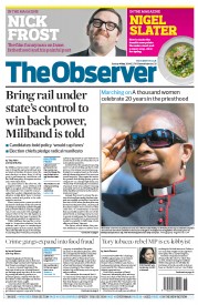 The Observer (UK) Newspaper Front Page for 4 May 2014
