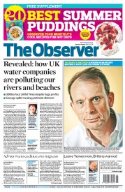 The Observer Newspaper Front Page (UK) for 4 August 2013