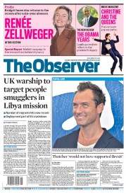 The Observer (UK) Newspaper Front Page for 4 September 2016