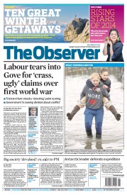 The Observer (UK) Newspaper Front Page for 5 January 2014