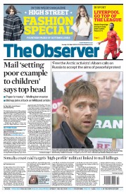 The Observer (UK) Newspaper Front Page for 6 October 2013