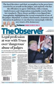 The Observer (UK) Newspaper Front Page for 6 November 2016