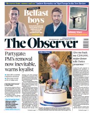 The Observer (UK) Newspaper Front Page for 6 February 2022