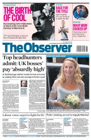 The Observer (UK) Newspaper Front Page for 6 March 2016