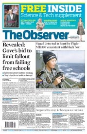The Observer (UK) Newspaper Front Page for 6 April 2014