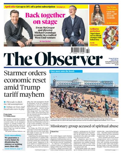 The Observer Newspaper Front Page (UK) for 6 April 2025