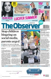 The Observer (UK) Newspaper Front Page for 6 August 2017