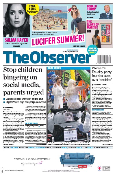 The Observer Newspaper Front Page (UK) for 6 August 2017