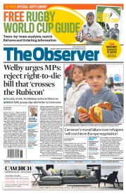 The Observer (UK) Newspaper Front Page for 6 September 2015