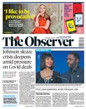 The Observer (UK) Newspaper Front Page for 7 November 2021