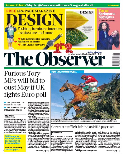 The Observer Newspaper Front Page (UK) for 7 April 2019