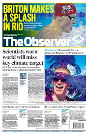 The Observer (UK) Newspaper Front Page for 7 August 2016