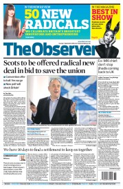 The Observer Newspaper Front Page (UK) for 7 September 2014