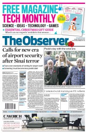 The Observer (UK) Newspaper Front Page for 8 November 2015