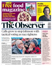 The Observer (UK) Newspaper Front Page for 8 December 2019