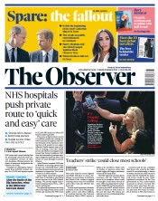 The Observer (UK) Newspaper Front Page for 8 January 2023