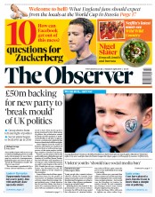 The Observer (UK) Newspaper Front Page for 8 April 2018