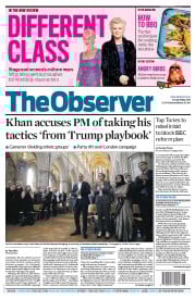 The Observer (UK) Newspaper Front Page for 8 May 2016