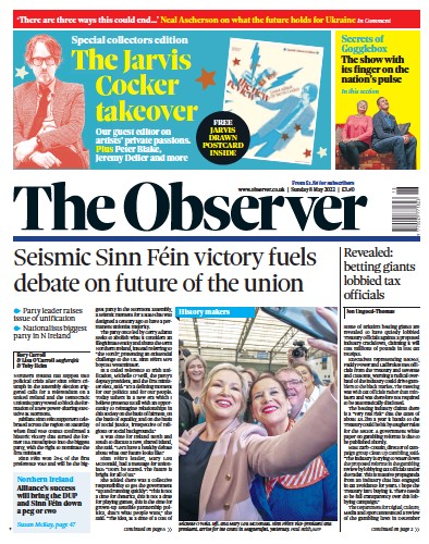 The Observer Newspaper Front Page (UK) for 8 May 2022