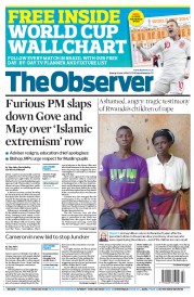 The Observer (UK) Newspaper Front Page for 8 June 2014