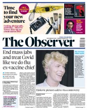 The Observer front page for 9 January 2022