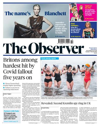 The Observer Newspaper Front Page (UK) for 9 March 2025