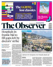 The Observer front page for 9 April 2023