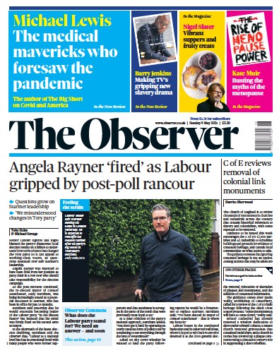 The Observer Newspaper Front Page (UK) for 9 May 2021