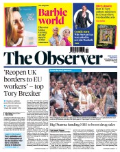 The Observer front page for 9 July 2023