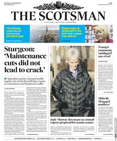 The Scotsman Newspaper Front Page (UK) for 10 December 2015