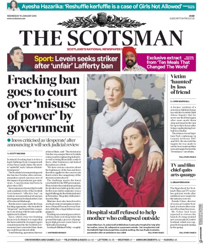 The Scotsman Newspaper Front Page (UK) for 10 January 2018