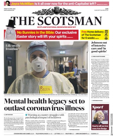 The Scotsman Newspaper Front Page (UK) for 10 April 2020