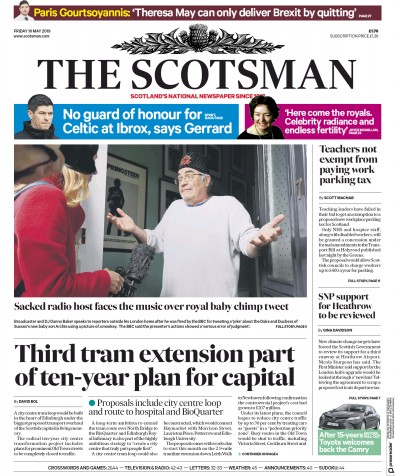 The Scotsman Newspaper Front Page (UK) for 10 May 2019