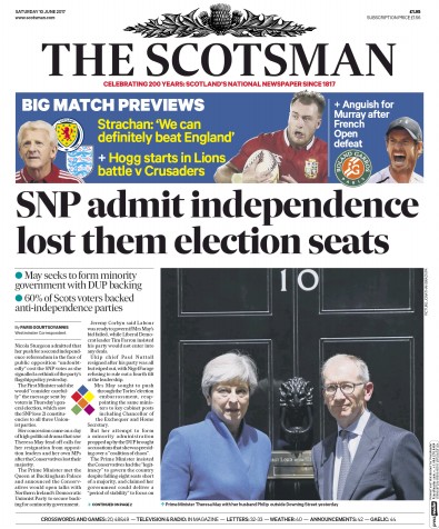The Scotsman Newspaper Front Page (UK) for 10 June 2017