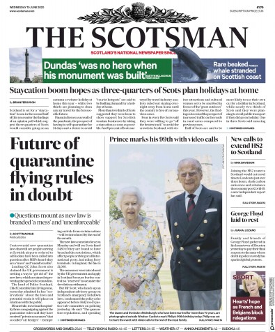 The Scotsman Newspaper Front Page (UK) for 10 June 2020