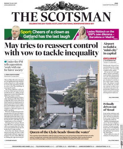 The Scotsman Newspaper Front Page (UK) for 10 July 2017