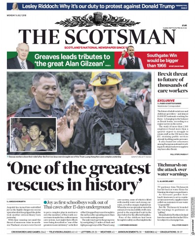The Scotsman Newspaper Front Page (UK) for 10 July 2018