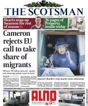 The Scotsman (UK) Newspaper Front Page for 10 September 2015