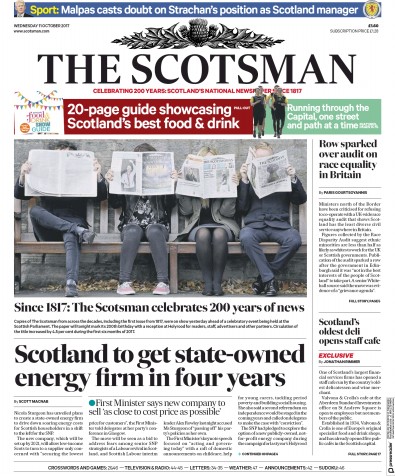 The Scotsman Newspaper Front Page (UK) for 11 October 2017
