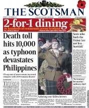 The Scotsman Newspaper Front Page (UK) for 11 November 2013