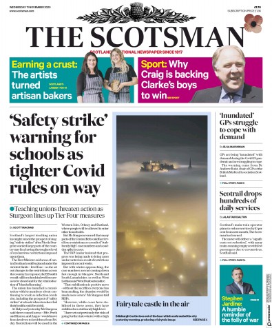 The Scotsman Newspaper Front Page (UK) for 11 November 2020