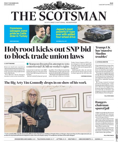 The Scotsman Newspaper Front Page (UK) for 11 December 2015
