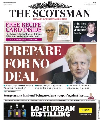 The Scotsman Newspaper Front Page (UK) for 11 December 2020