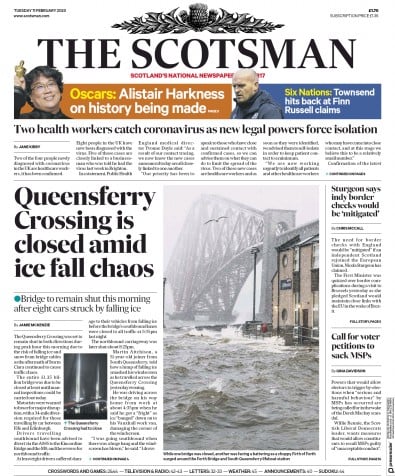The Scotsman Newspaper Front Page (UK) for 11 February 2020