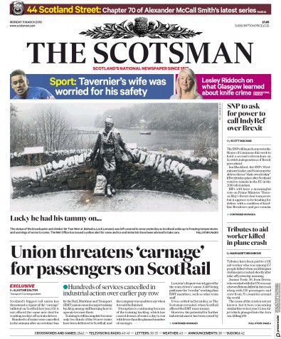 The Scotsman Newspaper Front Page (UK) for 11 March 2019